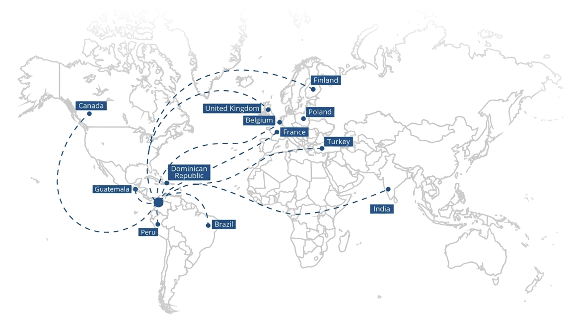 Mapa Alcance Mundial Minex